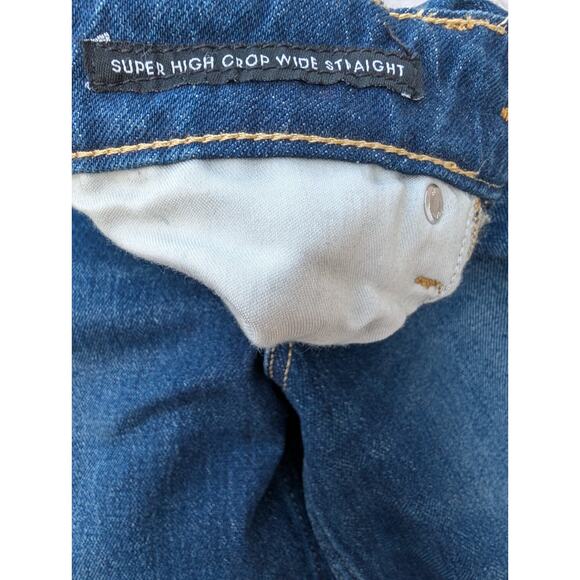 Free Assembly Womens Super High Rise Wide Leg Crop Jeans Sz 4 Straight Dark Wash - Picture 7 of 8